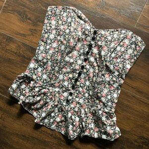 Y2K floral strapless bustier top with structured boning size small